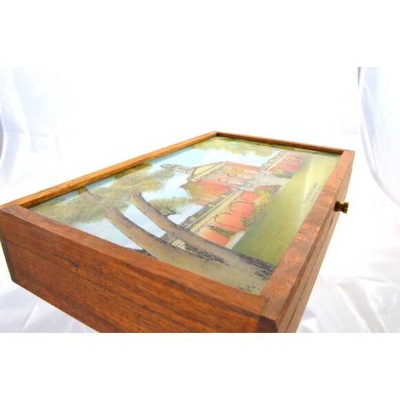 Sweet Briar College Custom Hand Painted Walnut Mirror Box by Eglomisé Design LLC - Picture 11 of 16